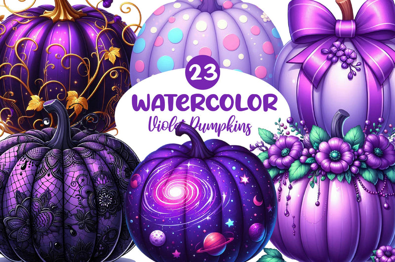 Violet Pumpkins Clipart Bundle - CraftNest - Digital Crafting and Art