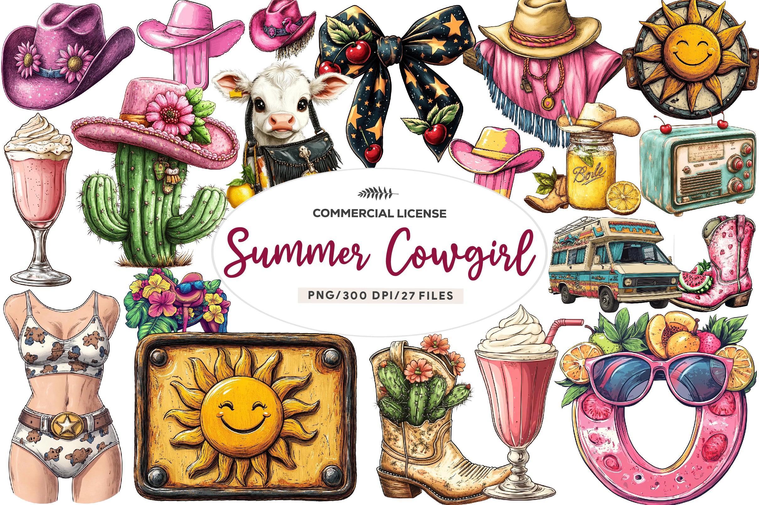 Summer Cowgirl Clipart Bundle 1 - CraftNest - Digital Crafting and Art