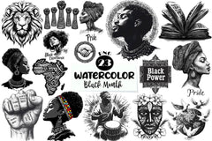 Black And White Black Month Clipart Bundle - CraftNest - Digital Crafting and Art