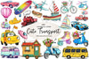 Cute Transport Clipart Bundle