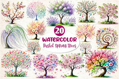 Pastel Spring Trees Clipart Bundle 5 - CraftNest - Digital Crafting and Art