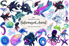 Bioluminescent Sea Animal Clipart Bundle - CraftNest - Digital Crafting and Art