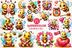 Cute Valentines Day Bee Clipart Bundle - CraftNest - Digital Crafting and Art