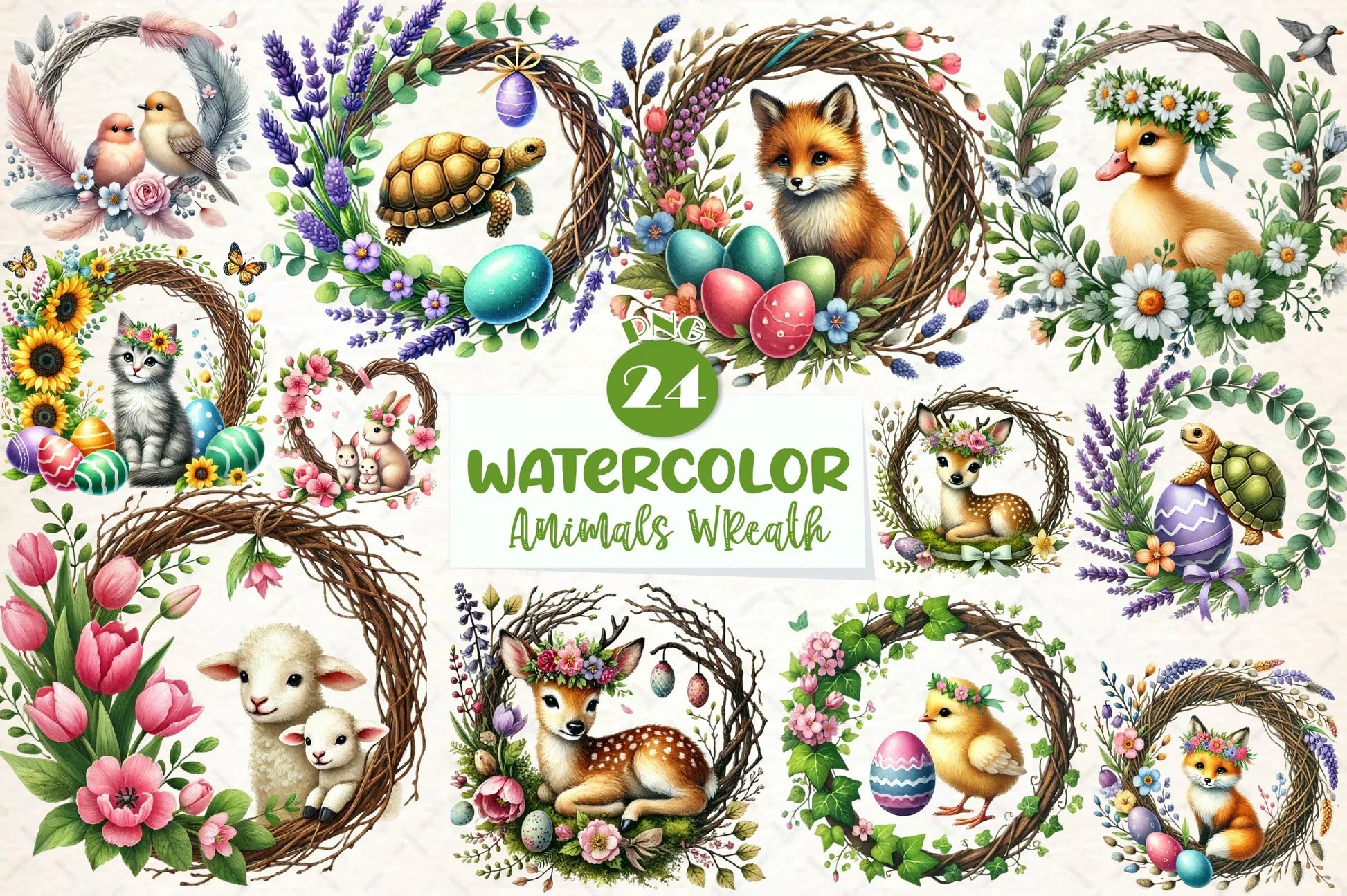 Easter Animals Wreath Clipart Bundle - CraftNest - Digital Crafting and Art