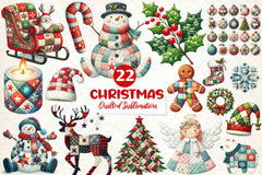 Quilted Christmas Clipart Bundle - CraftNest - Digital Crafting and Art