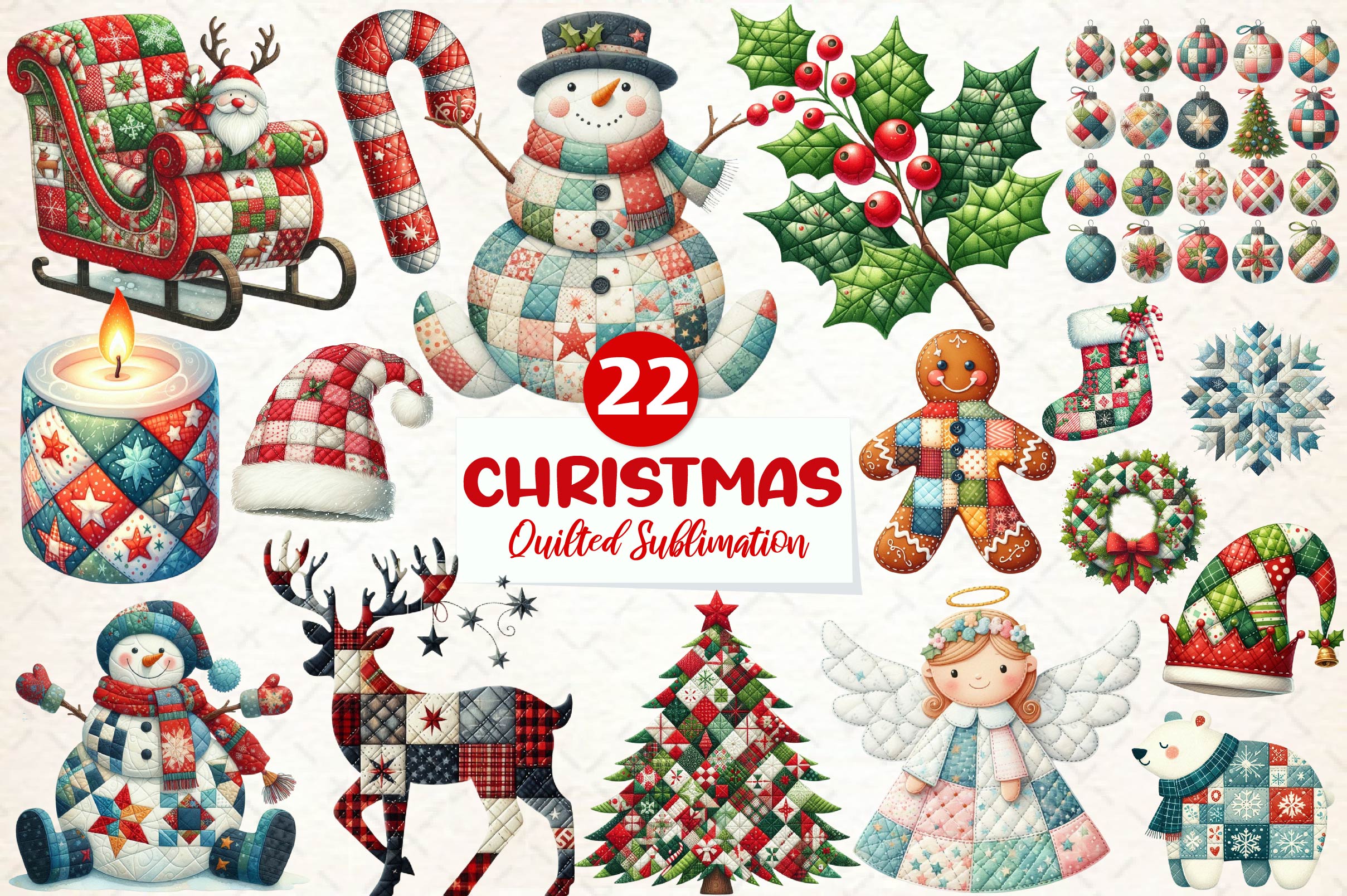 Quilted Christmas Clipart Bundle - CraftNest - Digital Crafting and Art