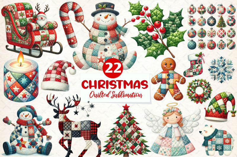 Quilted Christmas Clipart Bundle - CraftNest - Digital Crafting and Art