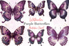 Vintage Purple Butterflies Clipart Bundle