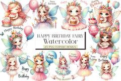 Cute Fairy Happy Birthday Clipart Bundle - CraftNest - Digital Crafting and Art