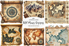 Old Maps Designs Clipart Bundle - CraftNest - Digital Crafting and Art