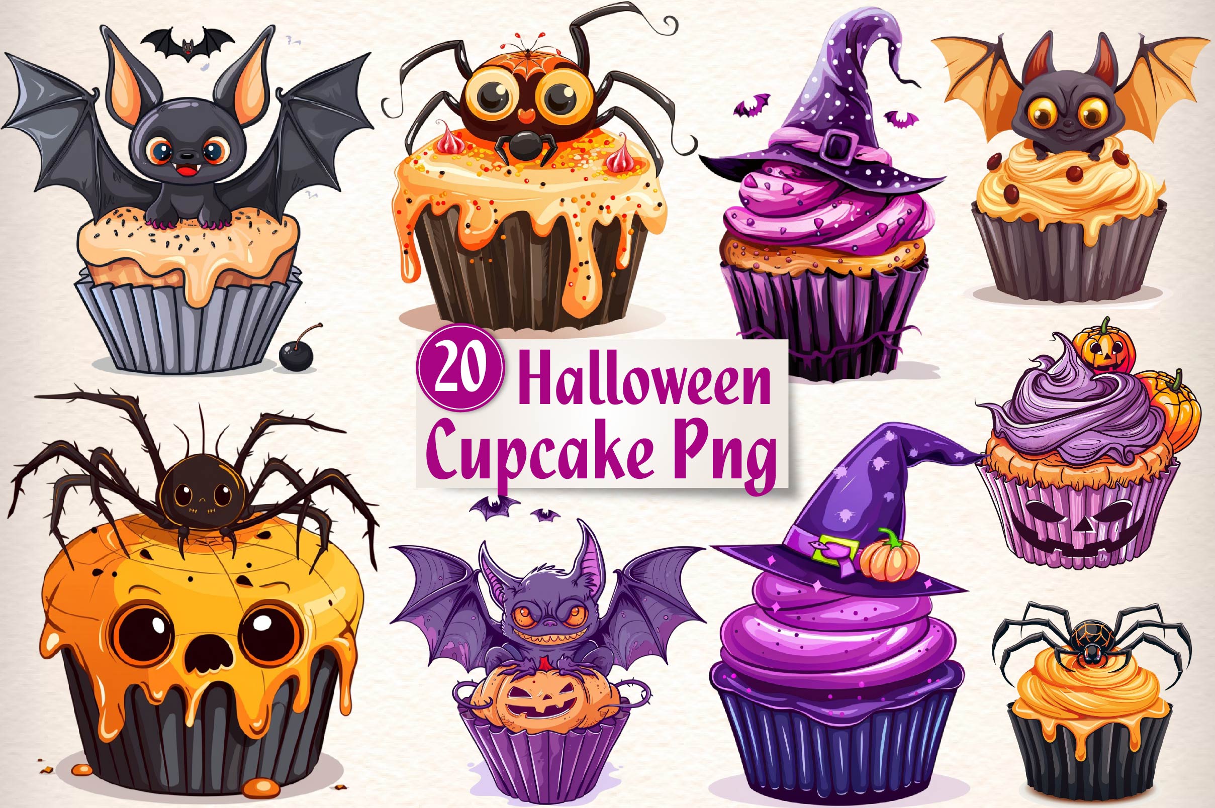 Halloween Cupcake Clipart Bundle 1 - CraftNest - Digital Crafting and Art