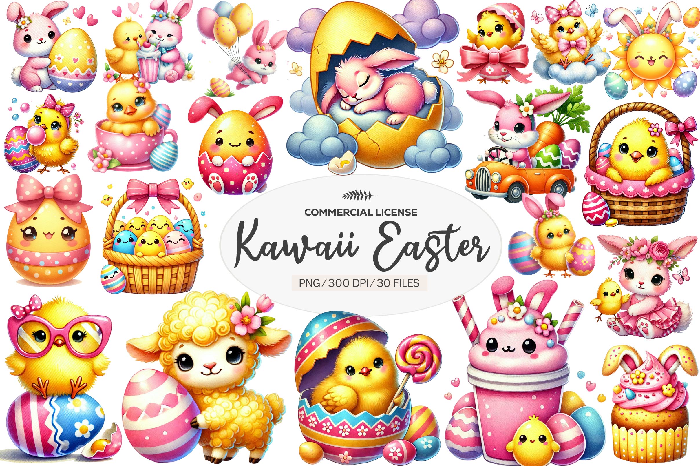 Kawaii Easter Day Clipart Bundle - CraftNest - Digital Crafting and Art