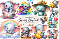 Spring Elephant Baby Clipart Bundle - CraftNest - Digital Crafting and Art