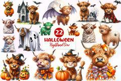 Cute Halloween Highland Cow Clipart Bundle 1 - CraftNest - Digital Crafting and Art