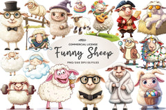 Quirky Funny Sheep Clipart Bundle - CraftNest - Digital Crafting and Art