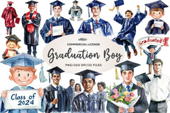 Graduation Senior Boy Graduation Day Clipart Bundle - CraftNest - Digital Crafting and Art