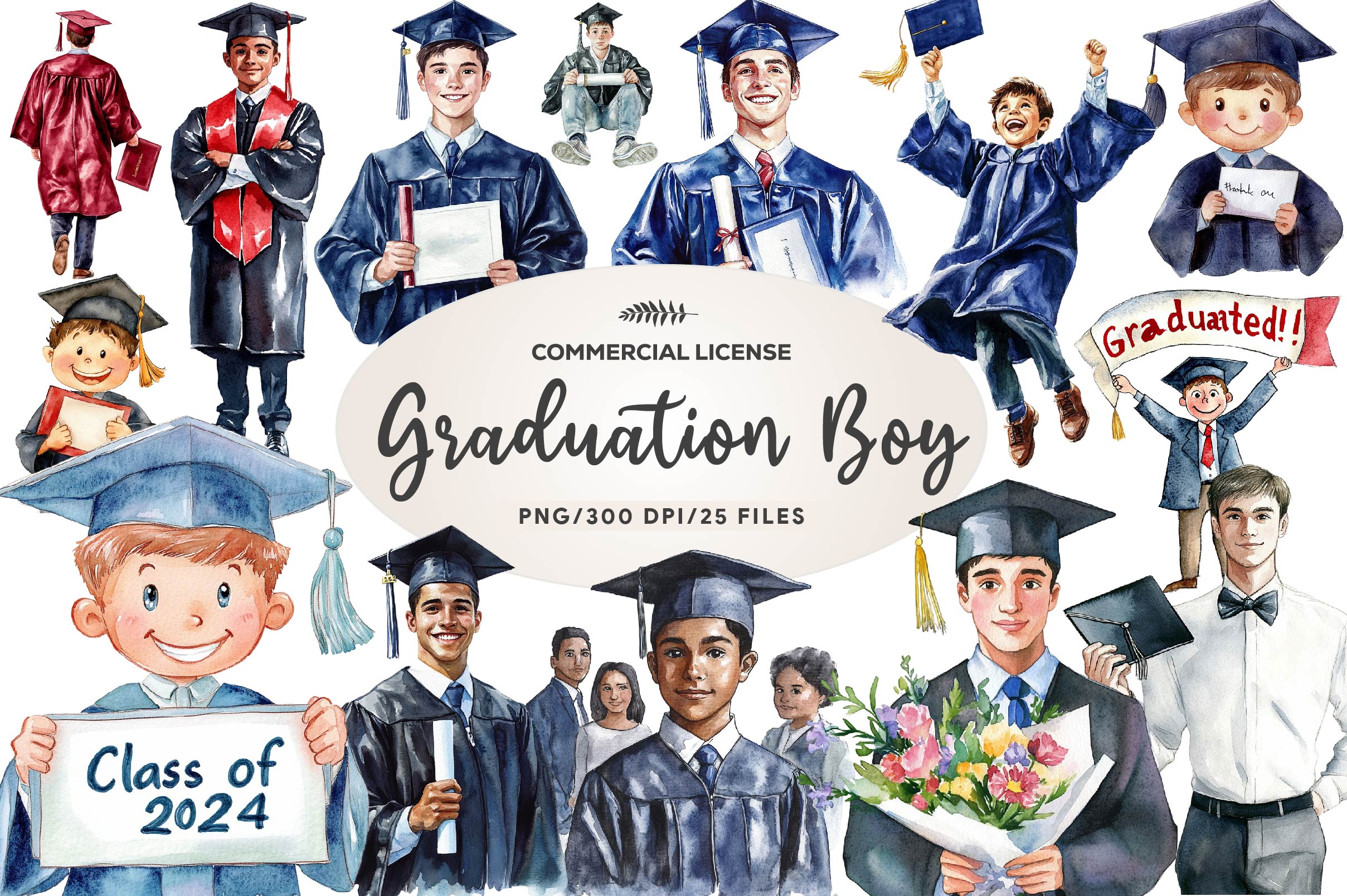 Graduation Senior Boy Graduation Day Clipart Bundle - CraftNest - Digital Crafting and Art