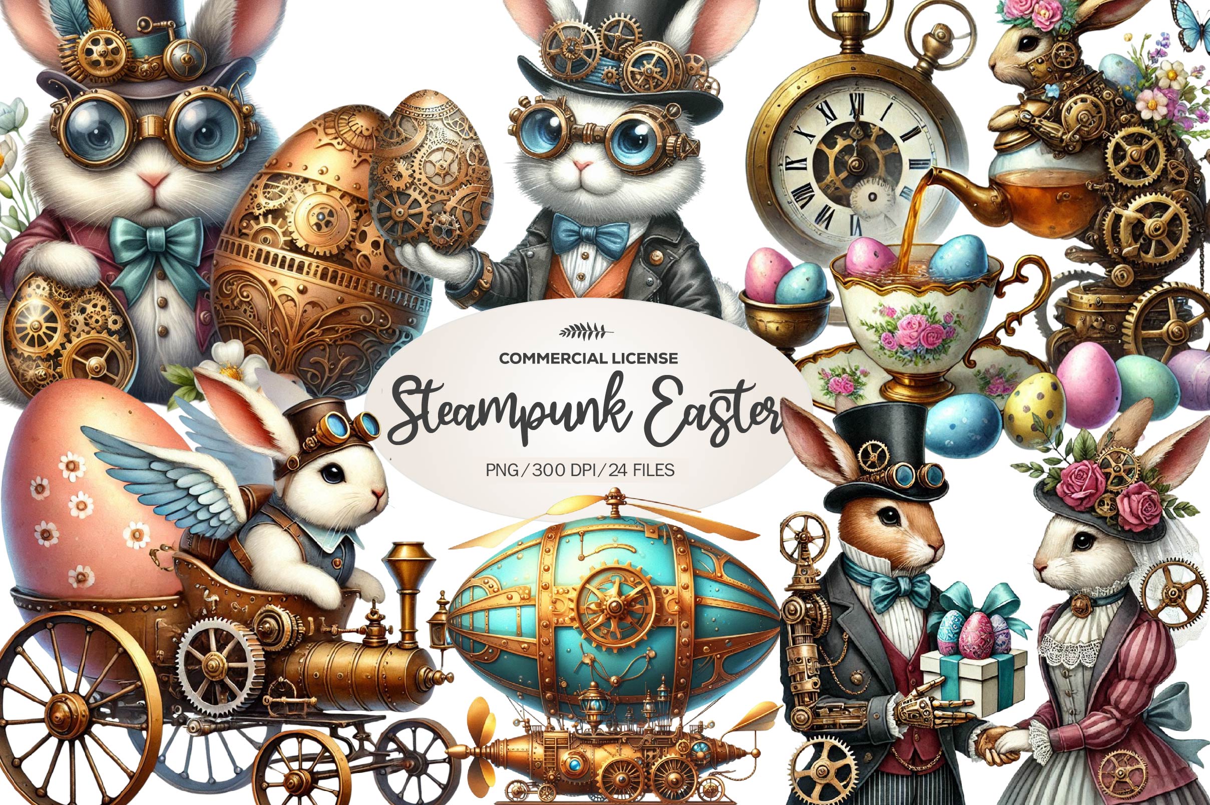 Steampunk Easter Clipart Bundle - CraftNest - Digital Crafting and Art