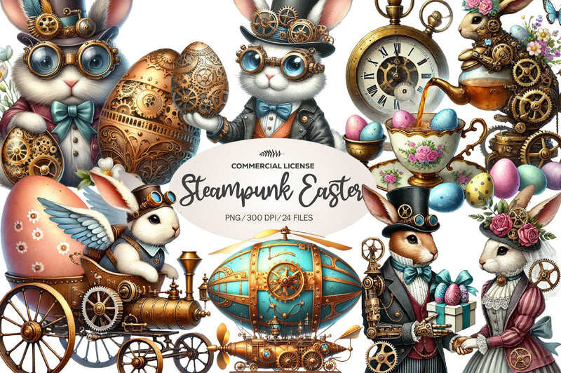 Steampunk Easter Clipart Bundle - CraftNest - Digital Crafting and Art
