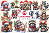 Christmas Raccoon Clipart Bundle 2