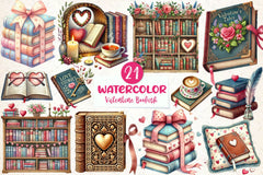 Valentine Bookish Clipart Bundle - CraftNest - Digital Crafting and Art