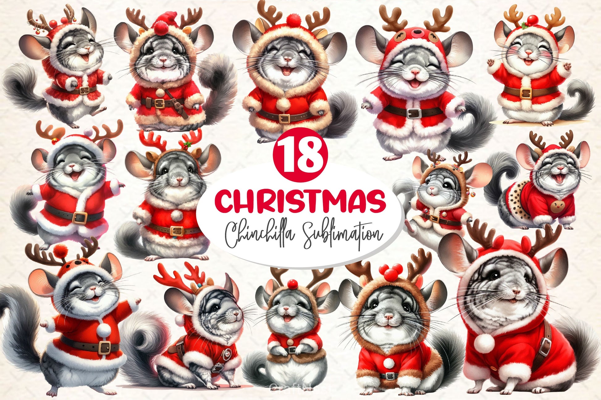 Christmas Chinchilla Clipart Bundle - CraftNest - Digital Crafting and Art