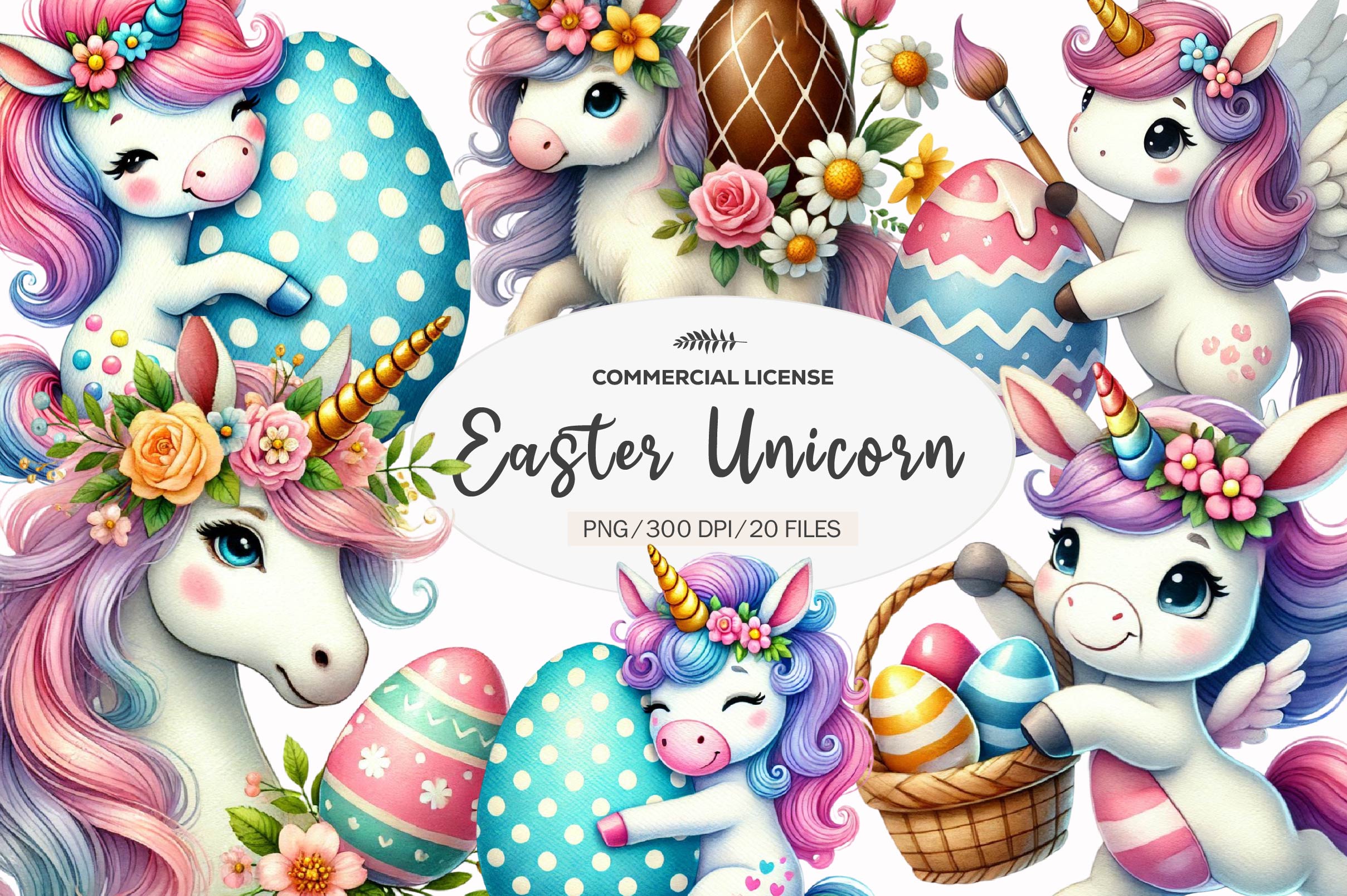 Cute Easter Unicorn Clipart Bundle - CraftNest - Digital Crafting and Art