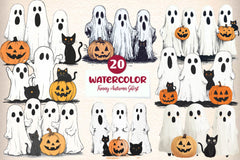 Funny Autumn Ghost Clipart Bundle - CraftNest - Digital Crafting and Art