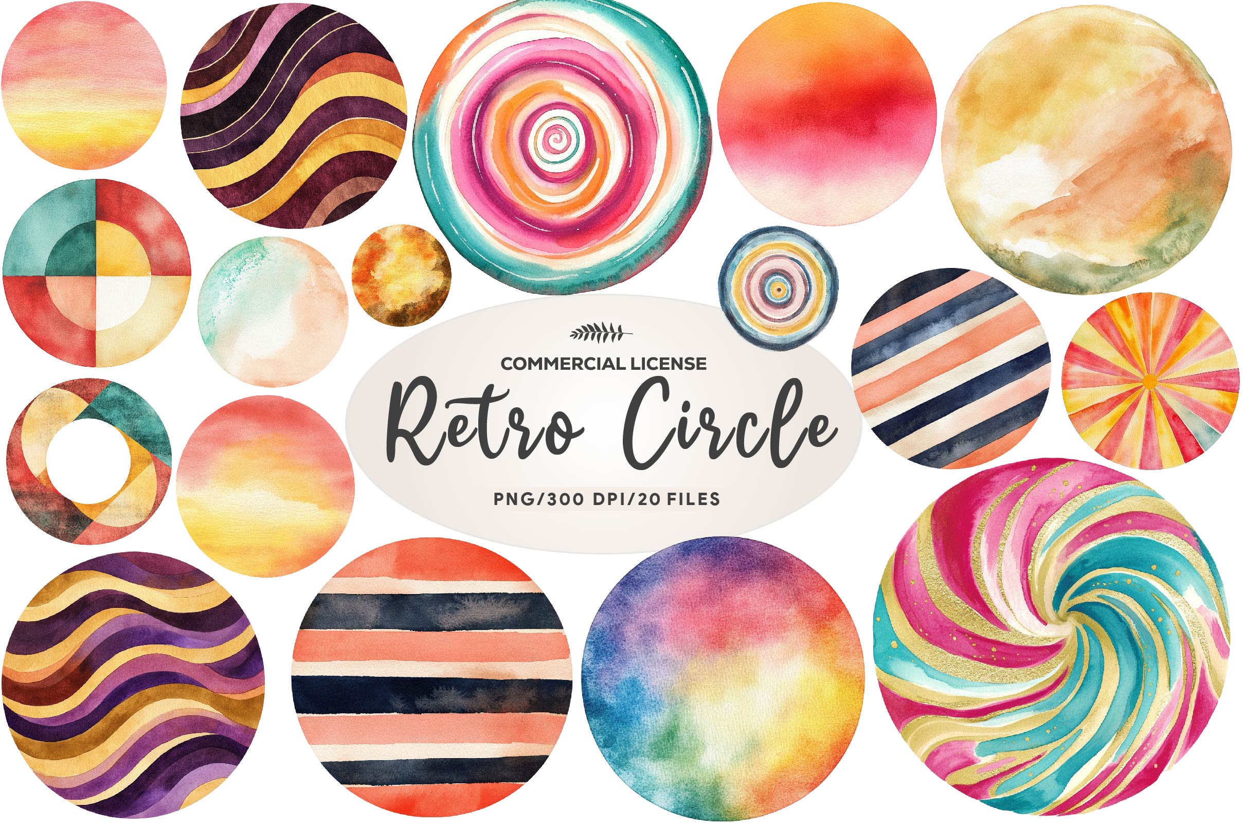 Multicolored Retro Circle Clipart Bundle - CraftNest - Digital Crafting and Art