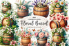 Floral Barrel Clipart Bundle