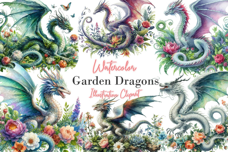 Garden Dragons Clipart Bundle - CraftNest - Digital Crafting and Art