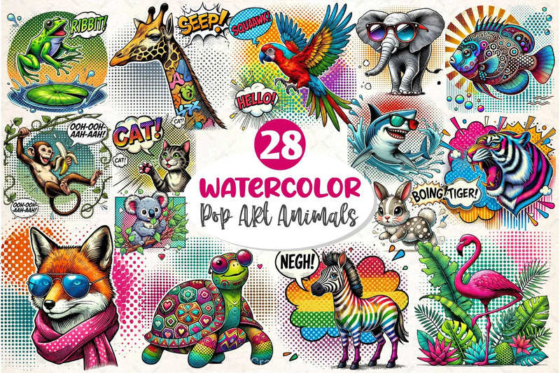 Pop Art Animals Clipart Bundle - CraftNest - Digital Crafting and Art
