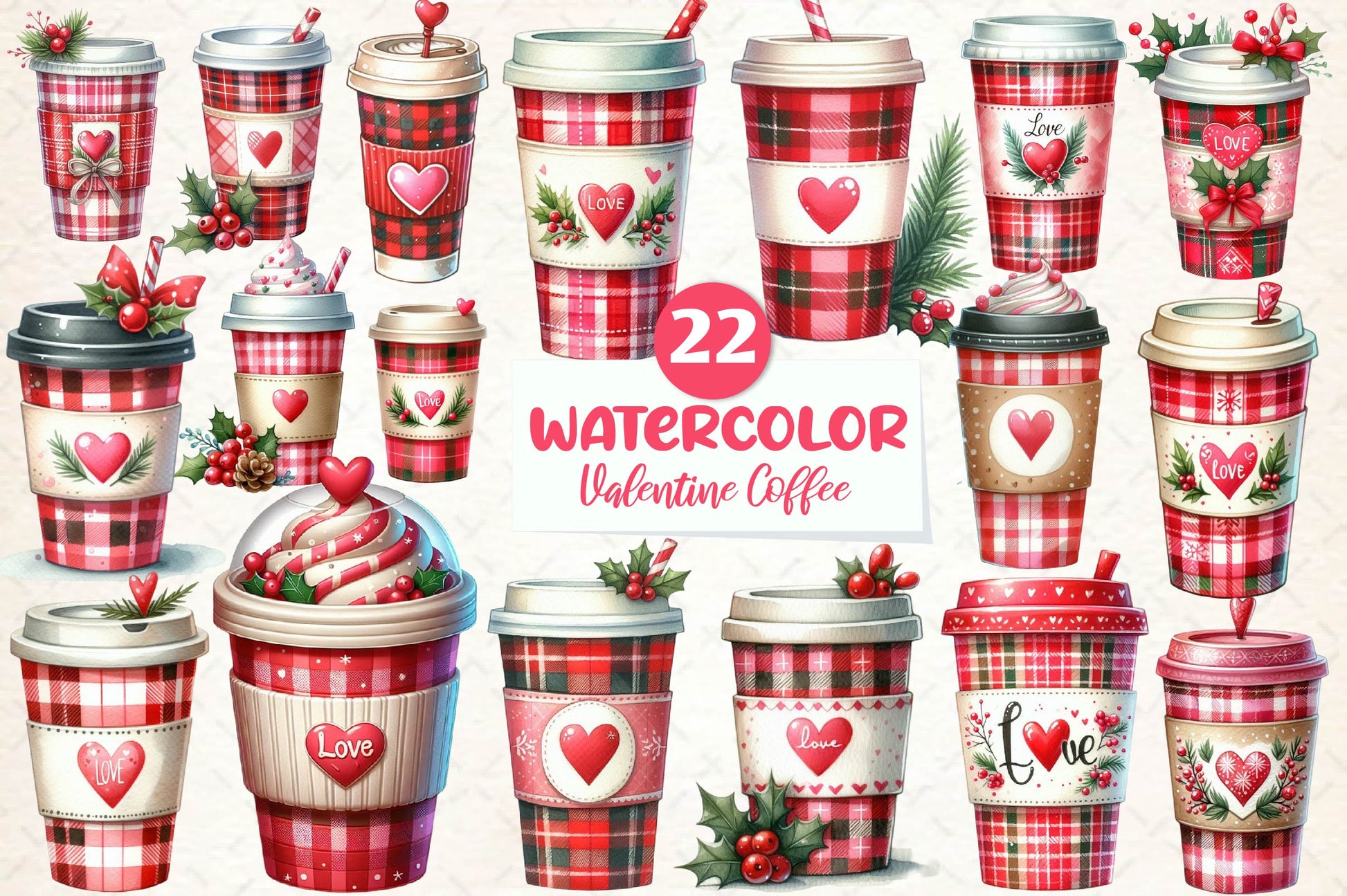 Valentine Festive Coffee Clipart Bundle - CraftNest - Digital Crafting and Art