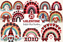 Buffalo Plaid Valentine's Rainbow Clipart Bundle - CraftNest - Digital Crafting and Art