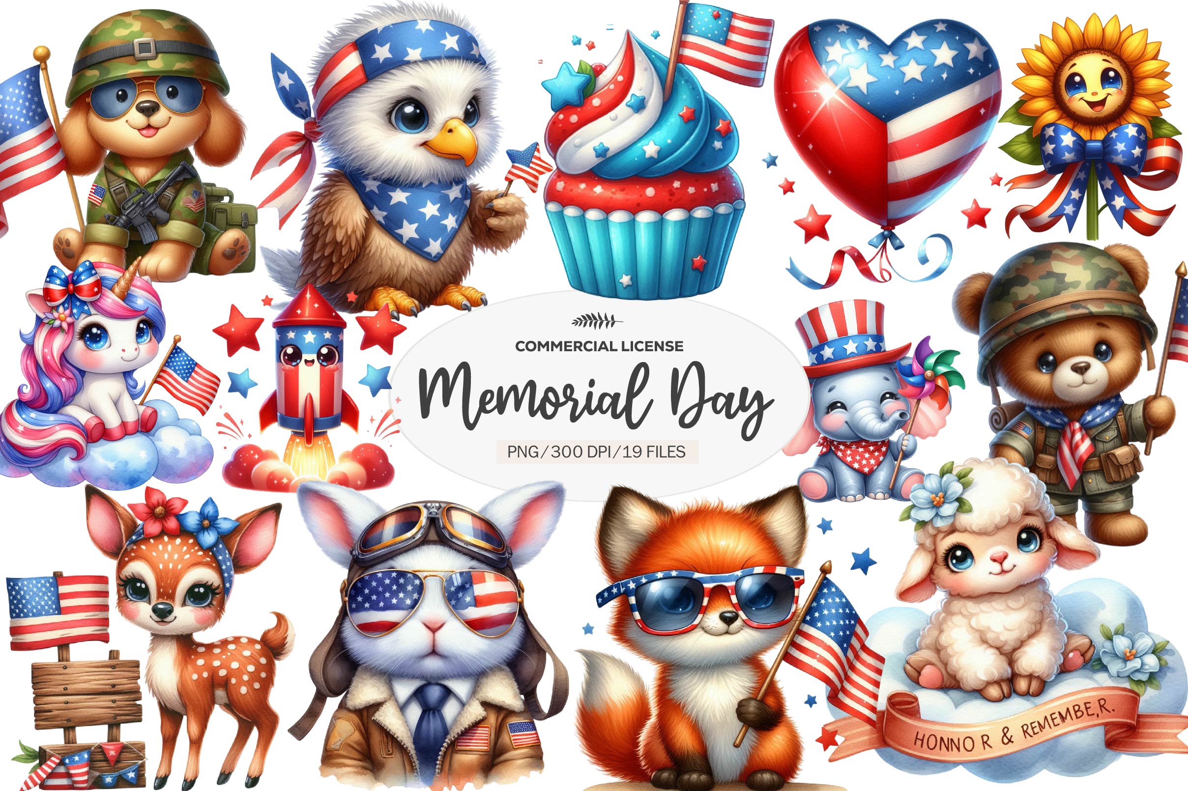Memorial Day Clipart Bundle - CraftNest - Digital Crafting and Art