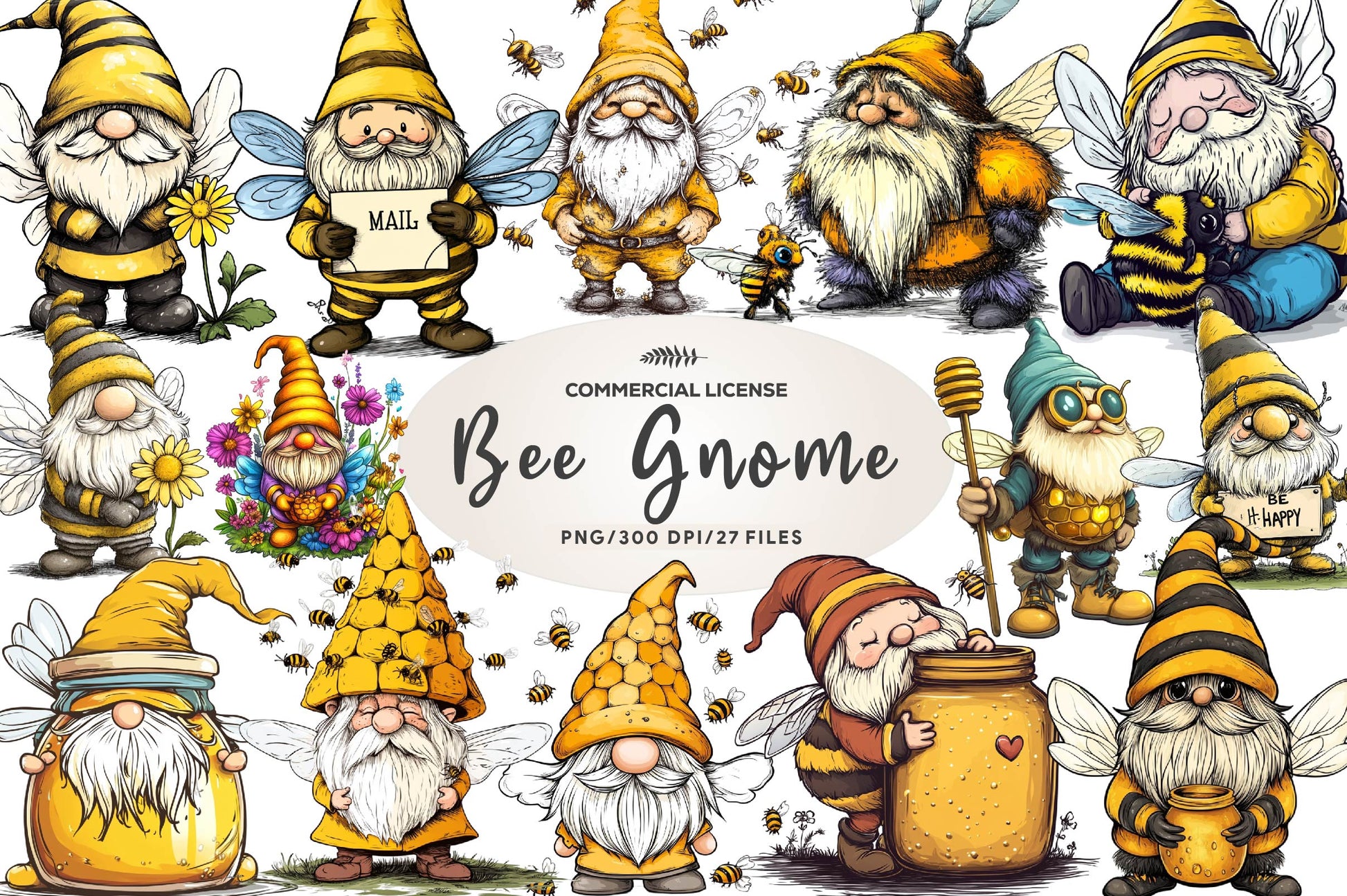 Bee Gnome Clipart Bundle - CraftNest - Digital Crafting and Art