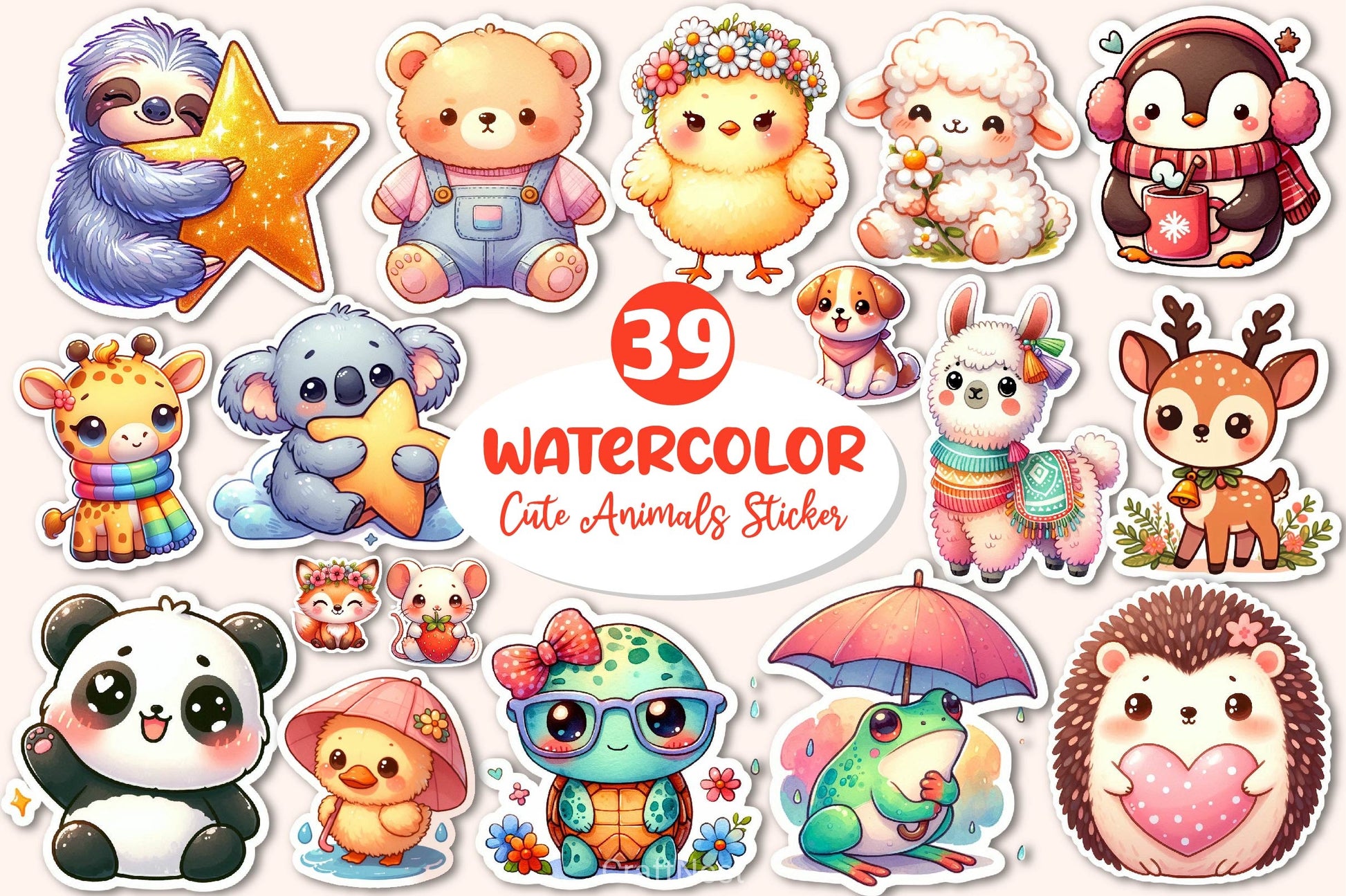 Cute Animals Clipart Bundle 7 - CraftNest - Digital Crafting and Art