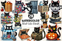 Cute Black Cat Peeking Clipart Bundle 4 - CraftNest - Digital Crafting and Art