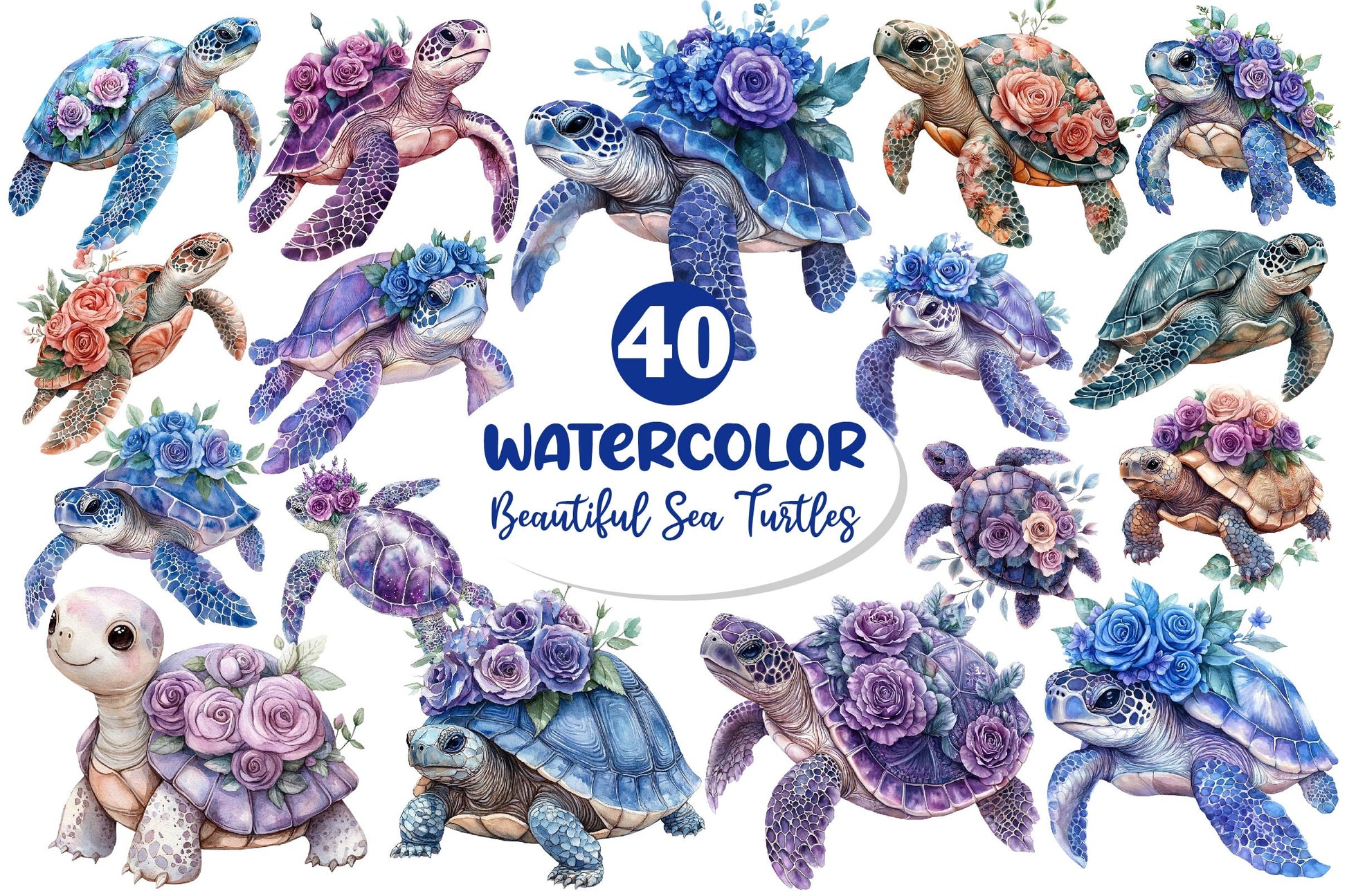Beautiful Sea Turtles Clipart Bundle 2 - CraftNest - Digital Crafting and Art