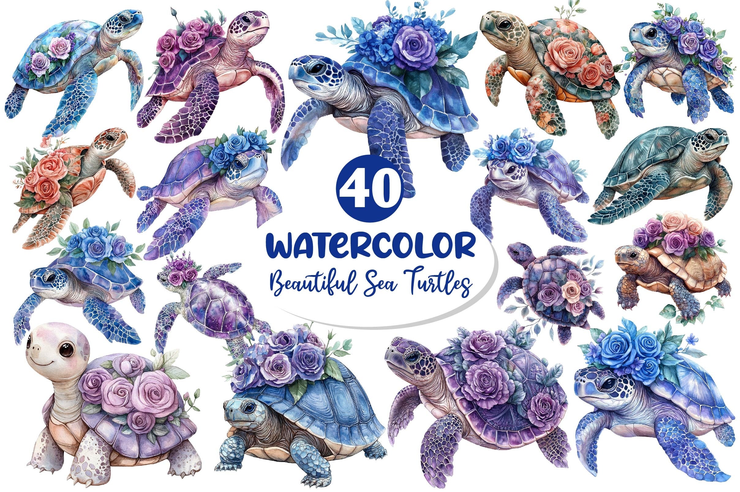 Beautiful Sea Turtles Clipart Bundle 2 - CraftNest - Digital Crafting and Art