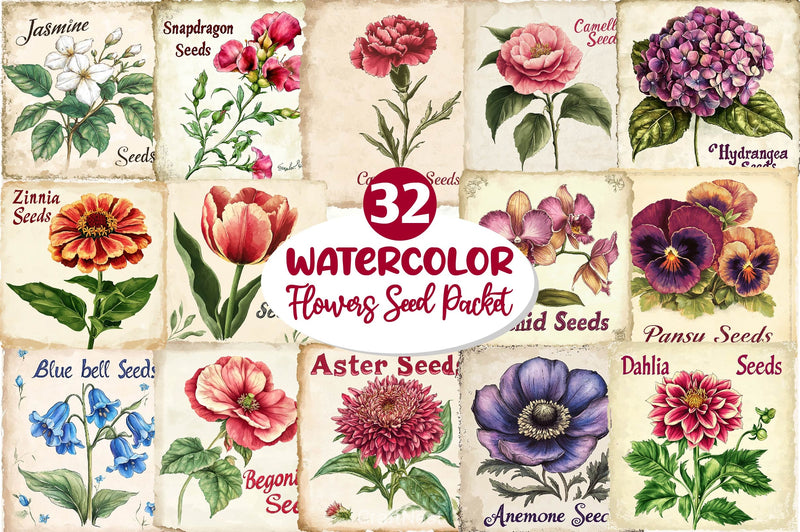 Vintage Flowers Seed Packet Clipart Bundle 2 - CraftNest - Digital Crafting and Art