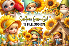 Sunflower Gnome Girl Clipart Bundle - CraftNest - Digital Crafting and Art