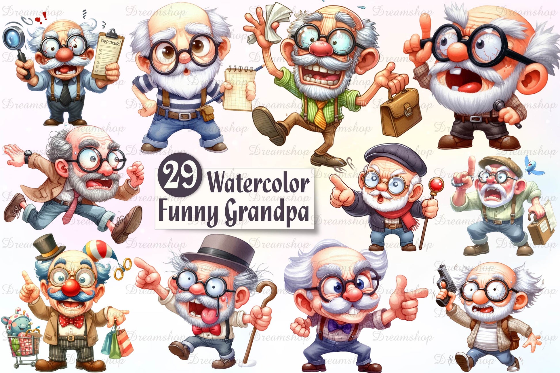 Funny Grandpa Old Father Clipart Bundle - CraftNest - Digital Crafting and Art