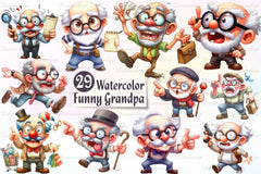 Funny Grandpa Old Father Clipart Bundle - CraftNest - Digital Crafting and Art