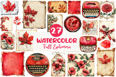 Red Vintage Fall Ephemera Clipart Bundle - CraftNest - Digital Crafting and Art