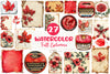 Red Vintage Fall Ephemera Clipart Bundle