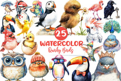 Cute Quirky Funny Birds Clipart Bundle - CraftNest - Digital Crafting and Art
