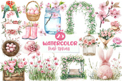 Pink Spring Clipart Bundle - CraftNest - Digital Crafting and Art
