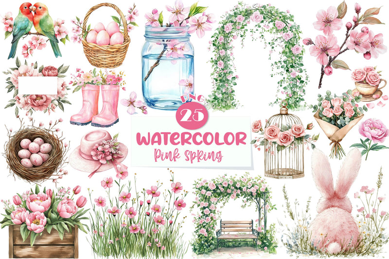 Pink Spring Clipart Bundle - CraftNest - Digital Crafting and Art