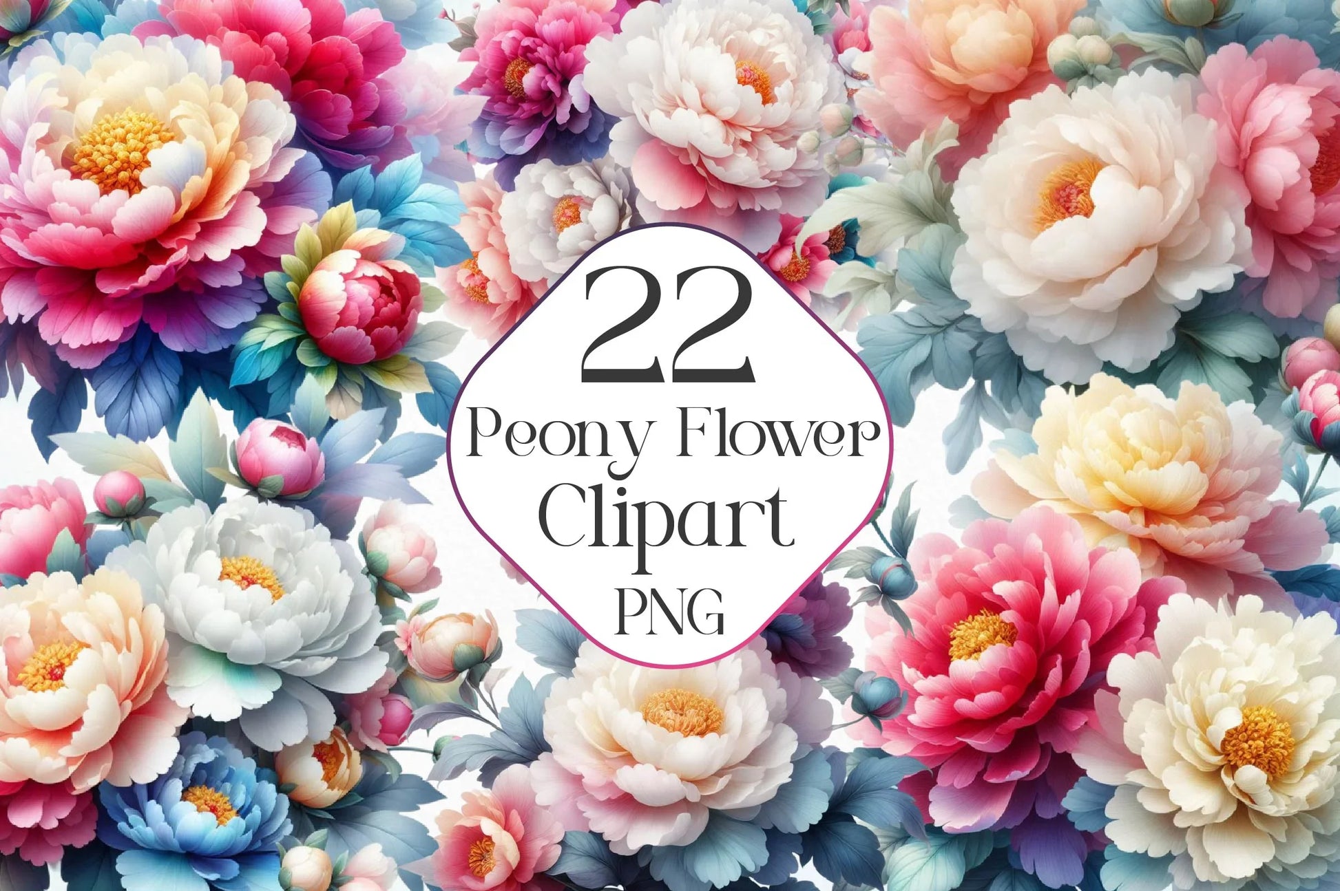 Peony Flower Clipart Bundle - CraftNest - Digital Crafting and Art